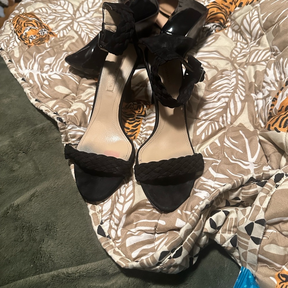 BCBGMaxAzria Black Braided Strap Heels